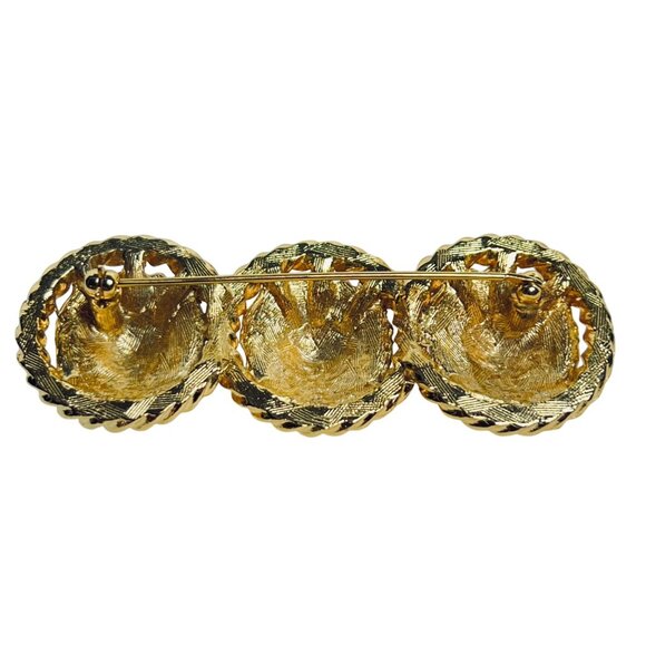 Vintage Anne Klein Gold Tone Triple Lion Head Brooch Unsigned (6078) - Picture 5 of 5